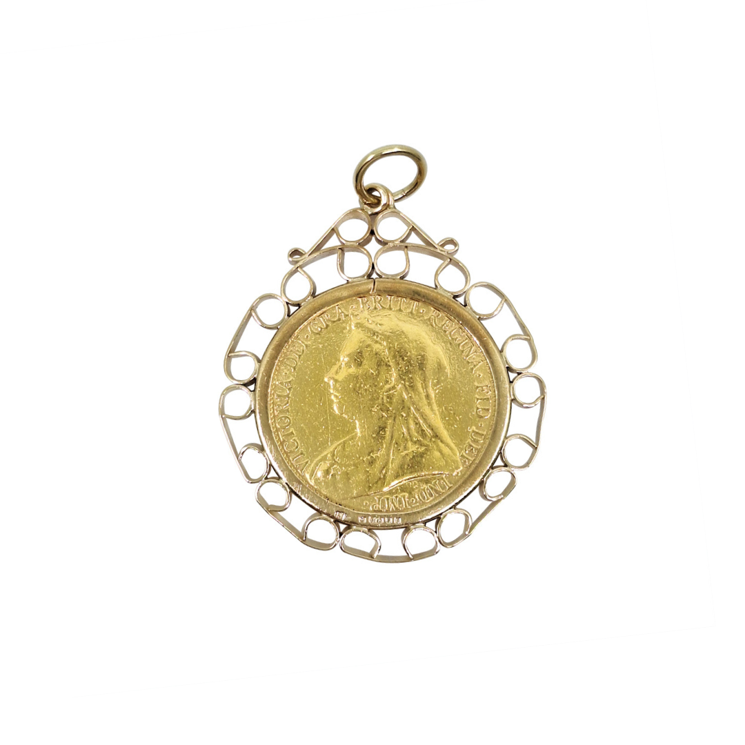 22ct Full Sovereign Coin & 9ct Yellow Gold Pendant