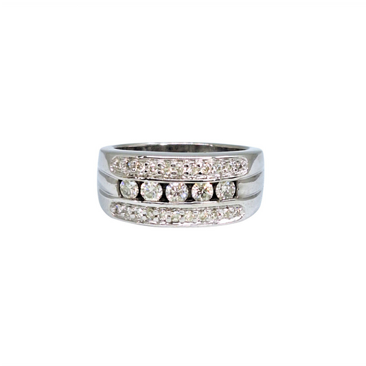 18ct White Gold Diamond Fancy Band Ring