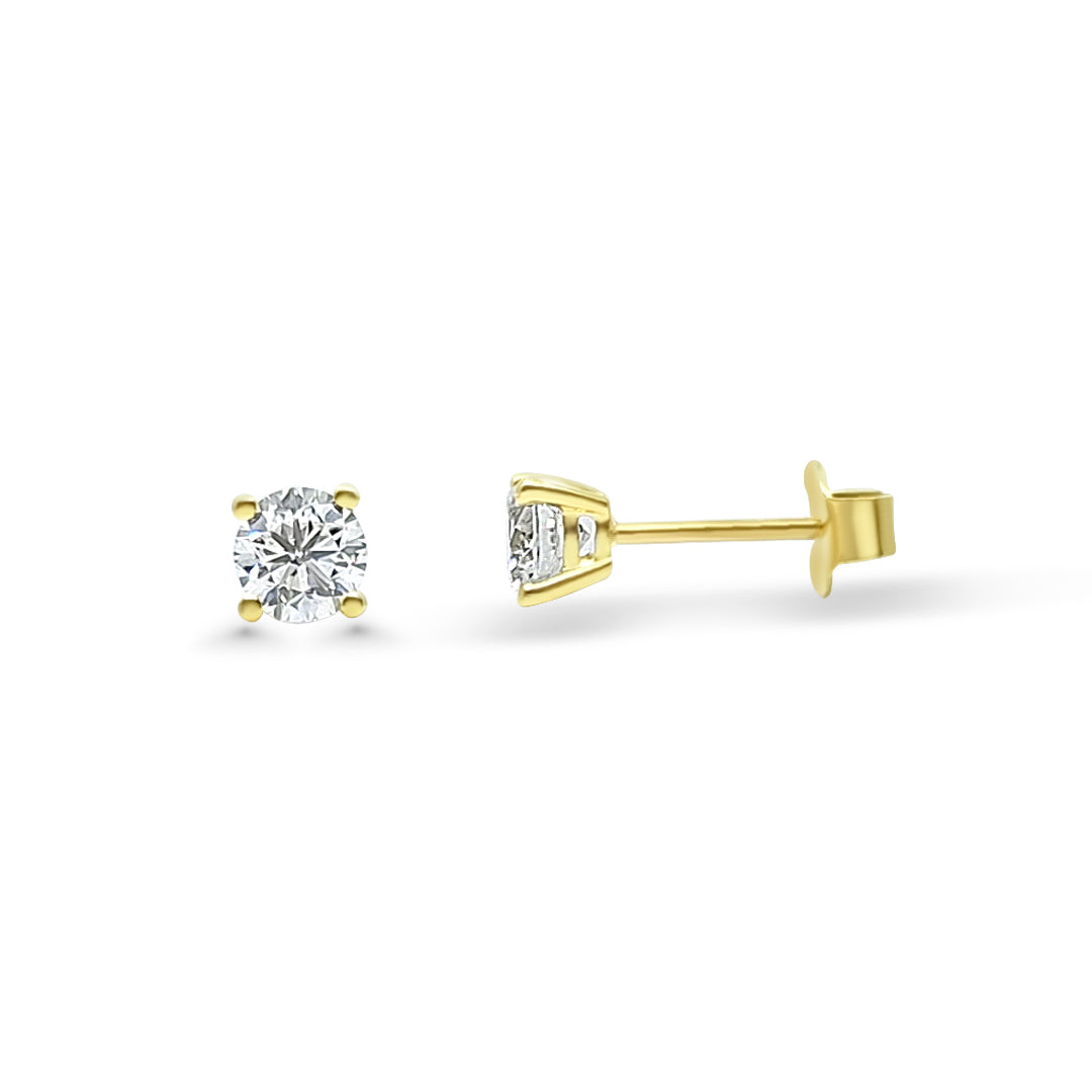 Yellow Gold & Ethical Diamond Solitaire Earrings 1.00ct