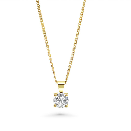 Yellow Gold & Ethical Diamond Solitaire Pendant 1.00ct