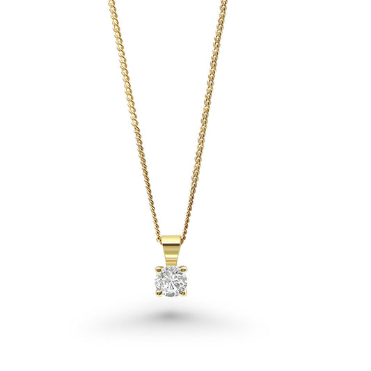 Yellow Gold & Ethical Diamond Solitaire Pendant 0.50ct