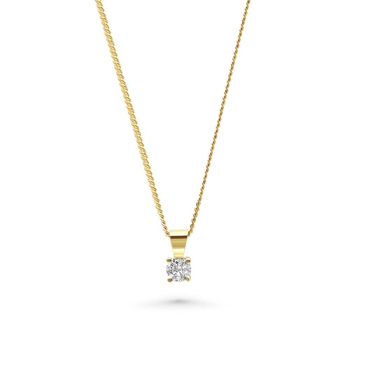 Yellow Gold & Ethical Diamond Solitaire Pendant 0.25ct
