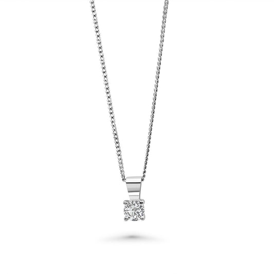 White Gold & Ethical Diamond Solitaire Pendant 0.25ct