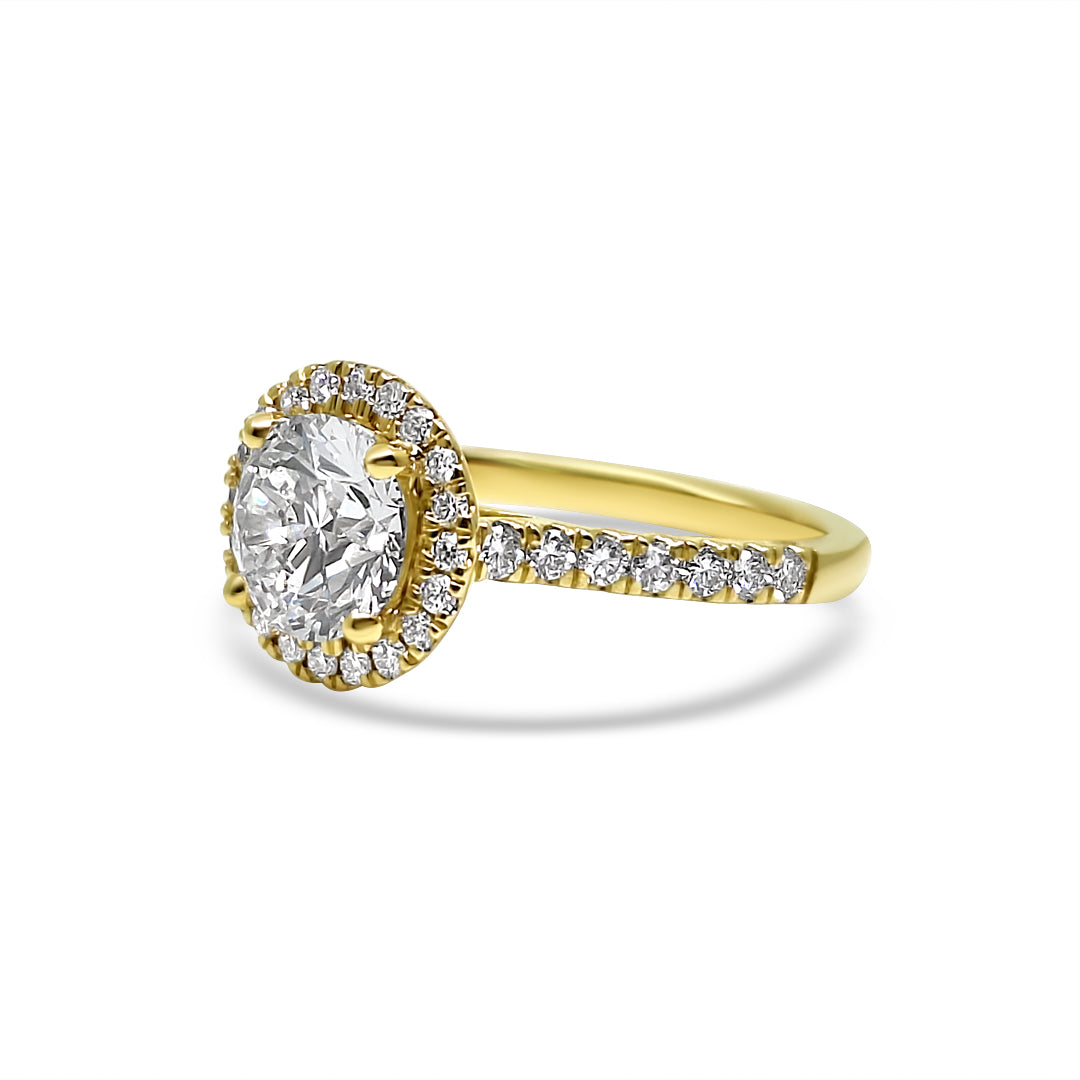 Yellow Gold & Ethical Diamond Halo Ring 1.50ct