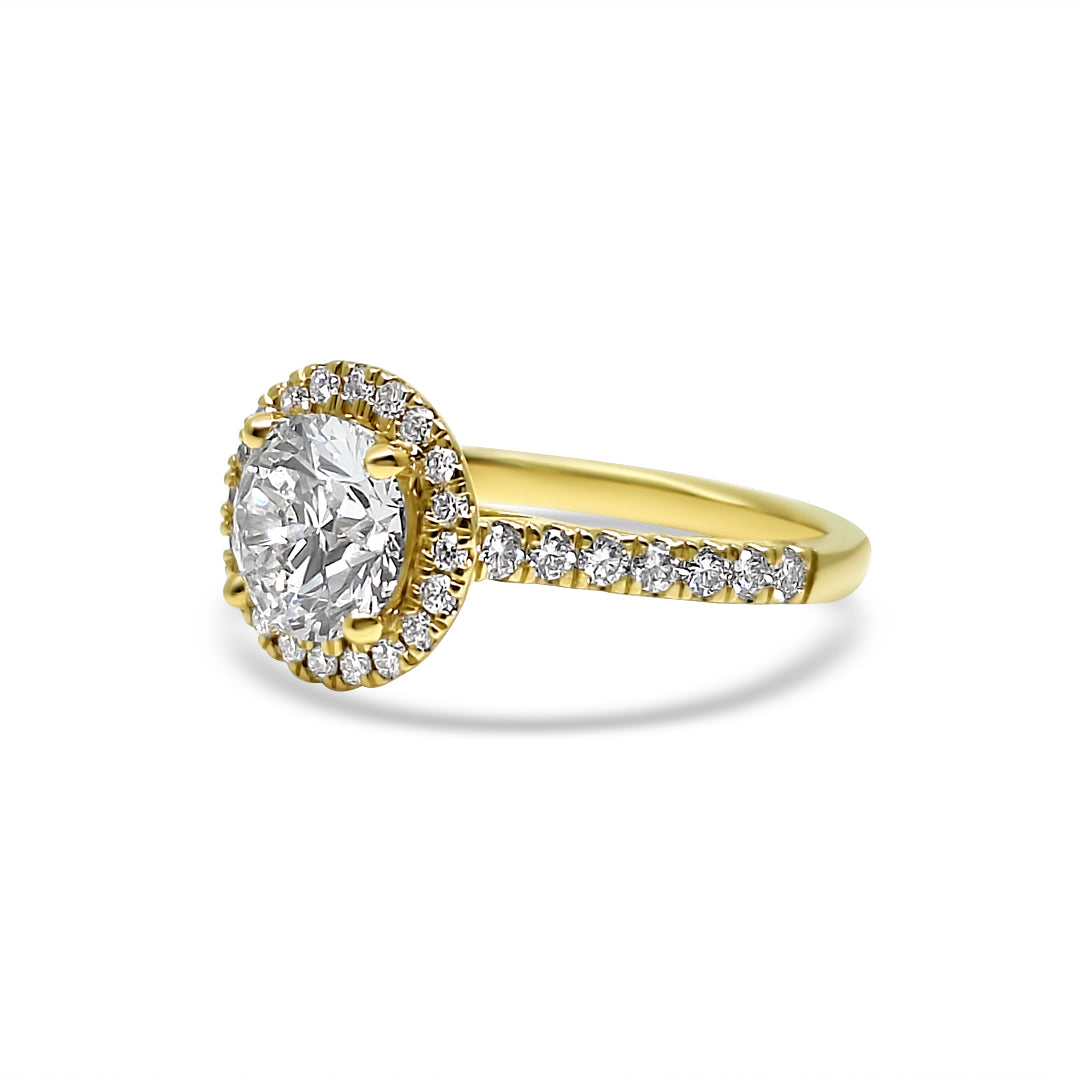 Yellow Gold & Ethical Diamond Halo Ring 2.00ct