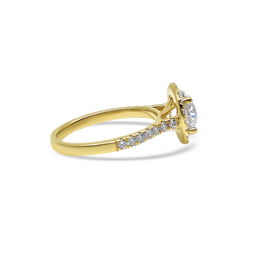 Yellow Gold & Ethical Diamond Halo Ring 1.50ct