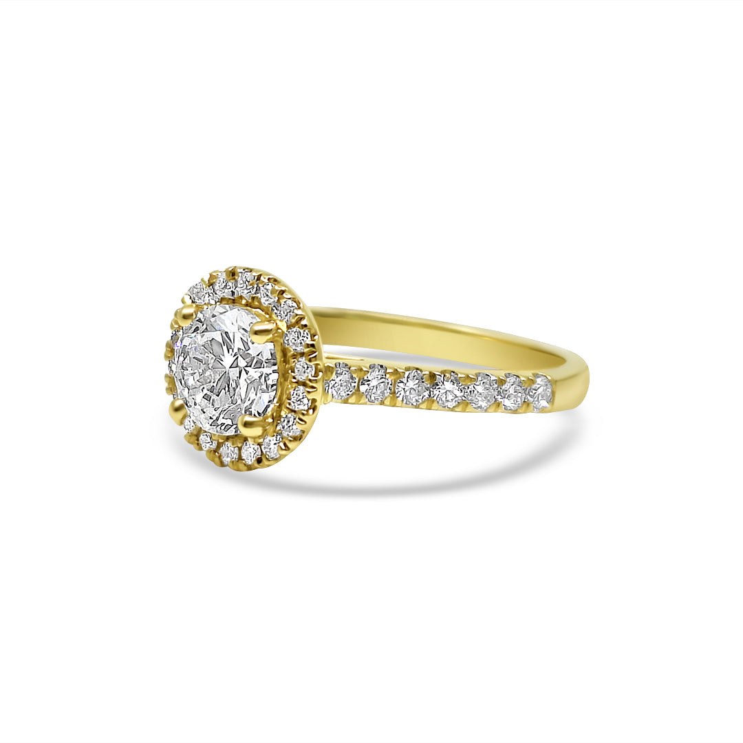 Yellow Gold & Ethical Diamond Halo Ring 1.00ct