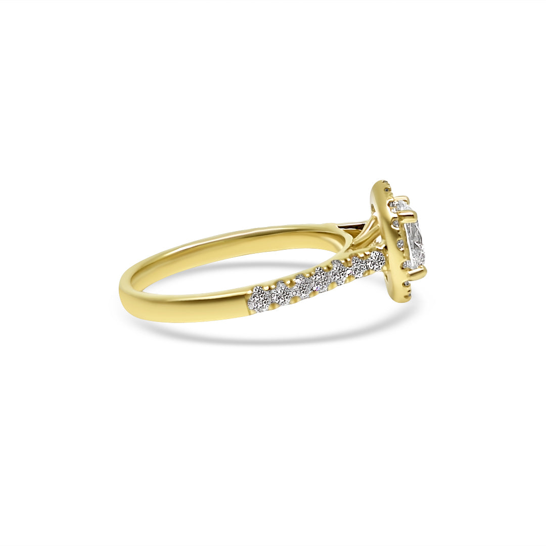 Yellow Gold & Ethical Diamond Halo Ring 1.00ct