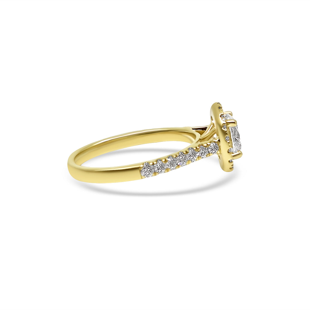 Yellow Gold & Ethical Diamond Halo Ring 1.25ct