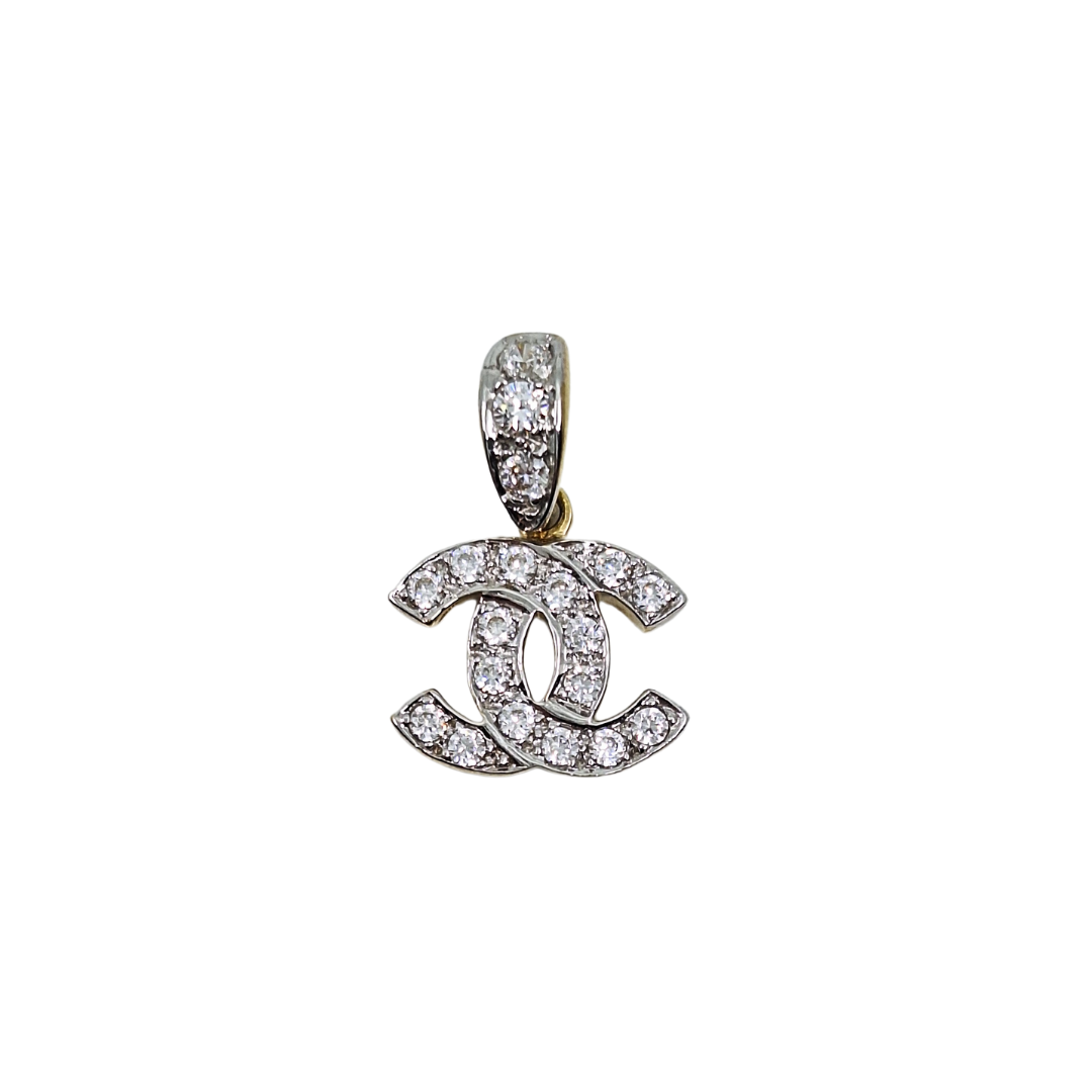 9ct Yellow Gold Cubic Zirconia Chanel Inspired Pendant