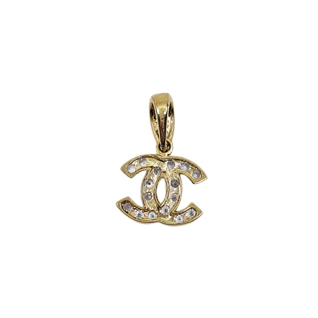 9ct Yellow Gold Cubic Zirconia Chanel Inspired Pendant