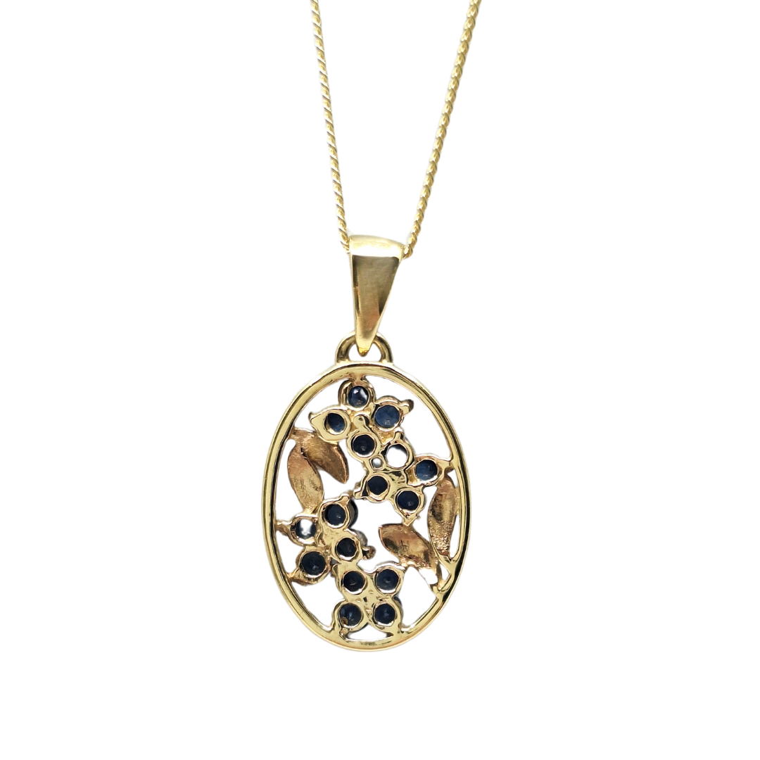 9ct Yellow Gold Sapphire & Diamond Pendant