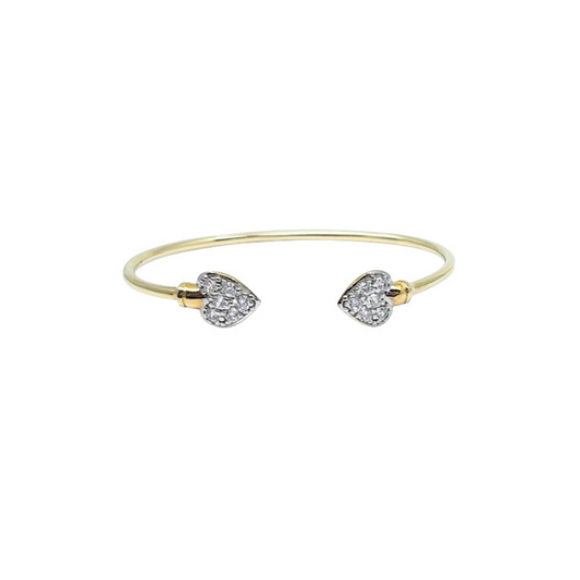 9ct Yellow Gold Baby CZ Heart Torque Bangle