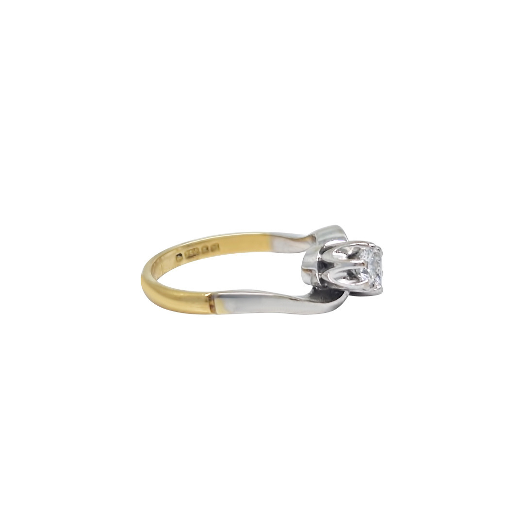 18ct Two Colour Gold Diamond Two Stone Twist Ring