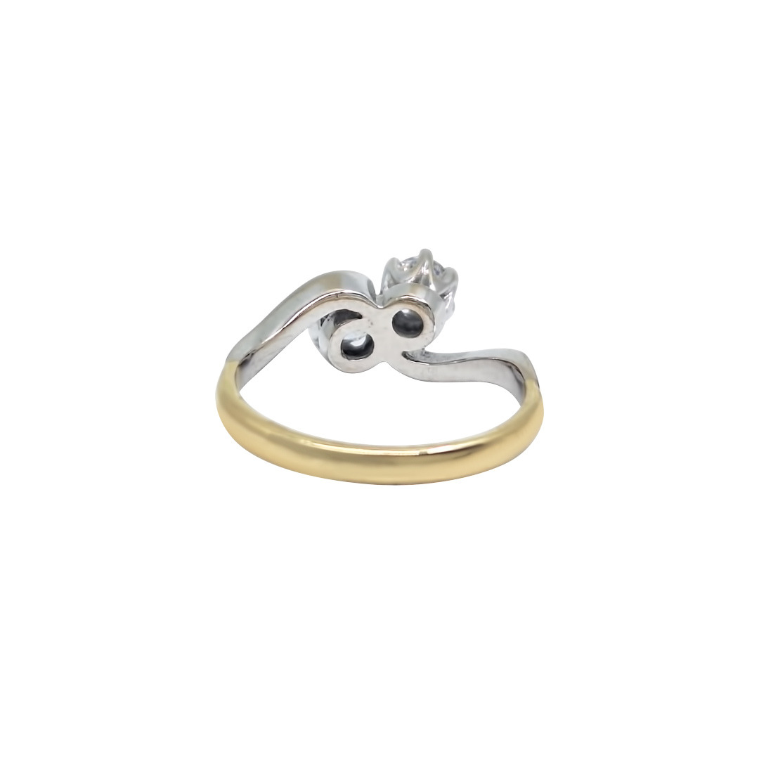 18ct Two Colour Gold Diamond Two Stone Twist Ring
