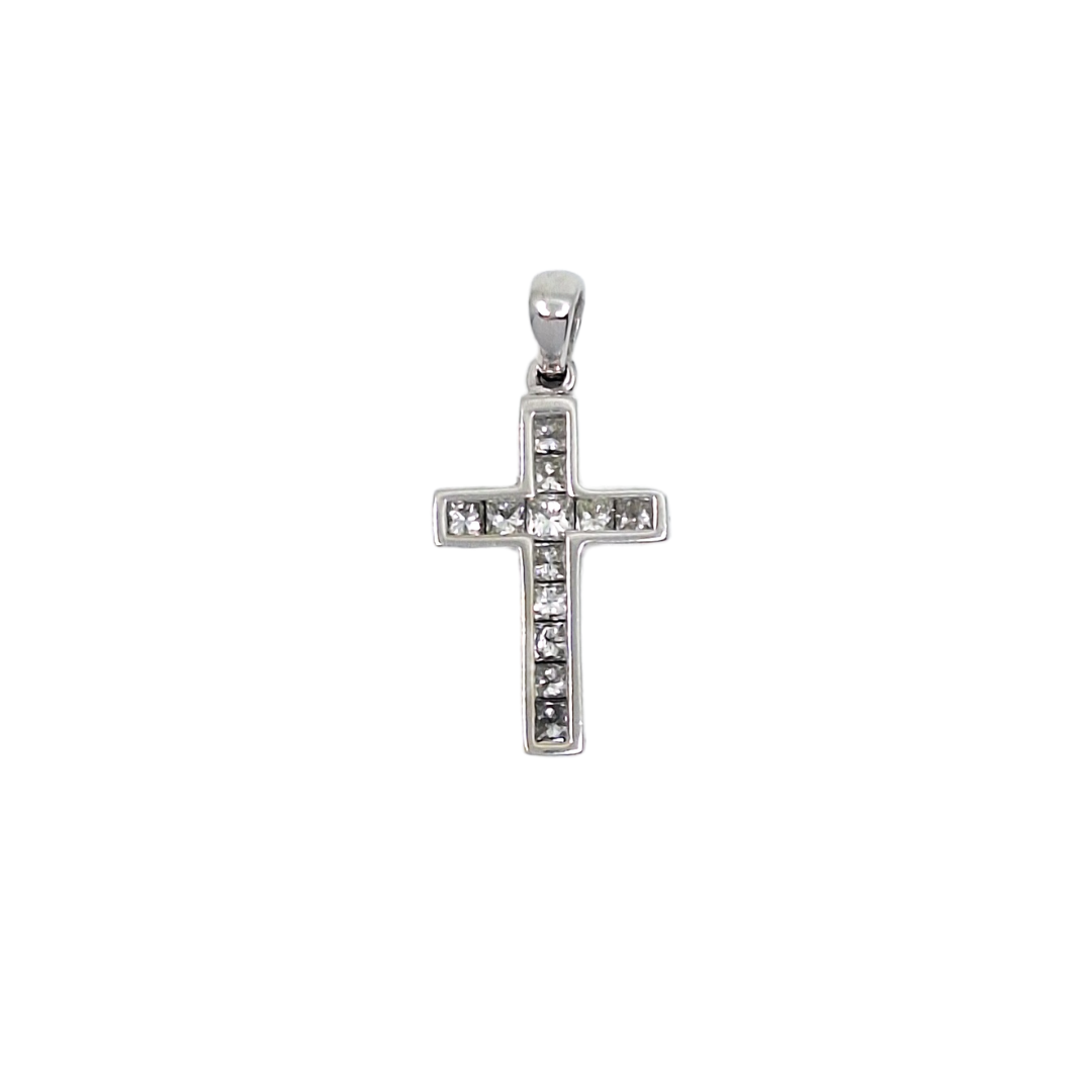 18ct White Gold Diamond Princess Cut Cross