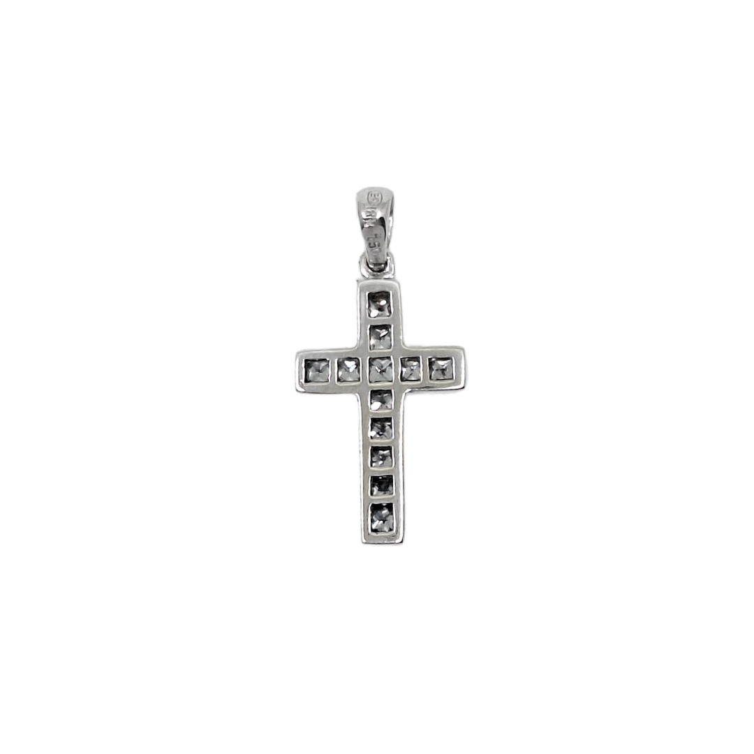 18ct White Gold Diamond Princess Cut Cross