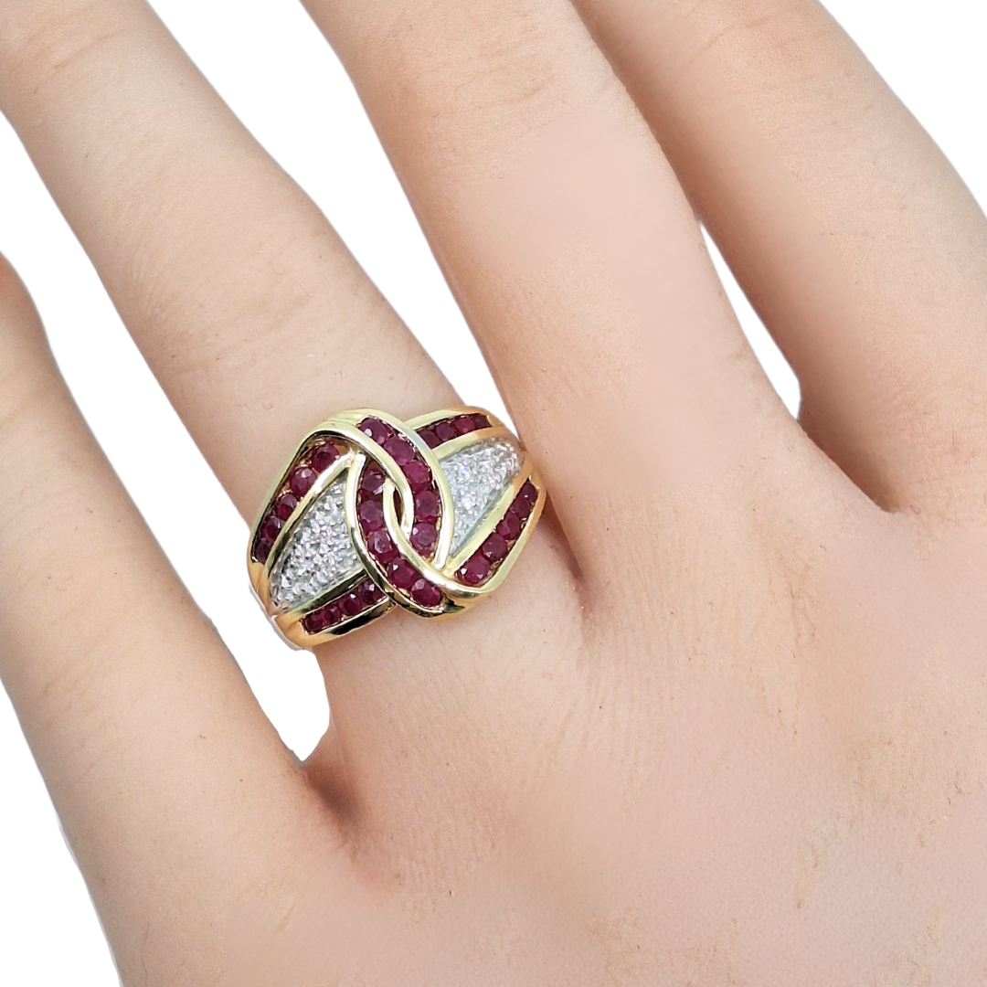 9ct Gold Ruby & Diamond Dress Ring