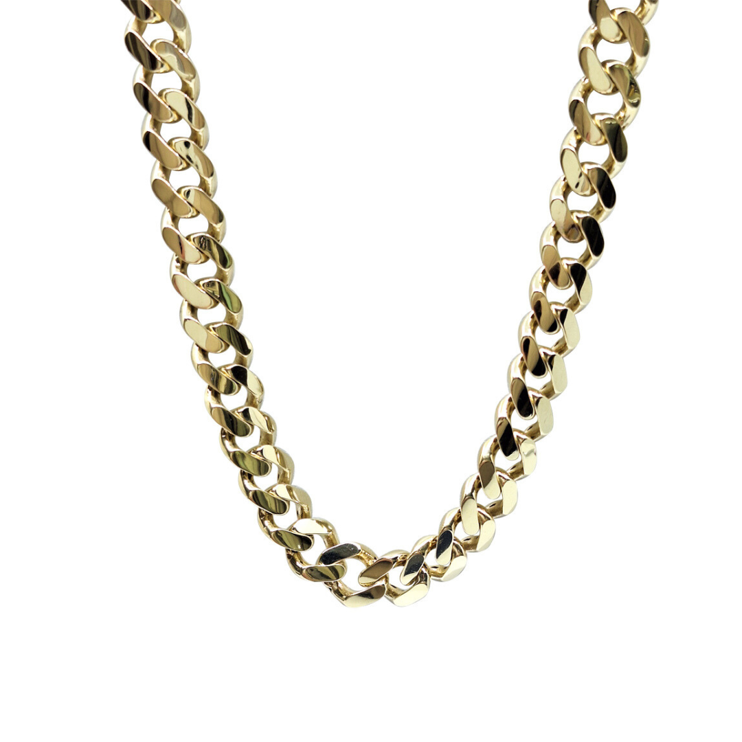 10ct Yellow Gold & CZ Hollow Curb Chain