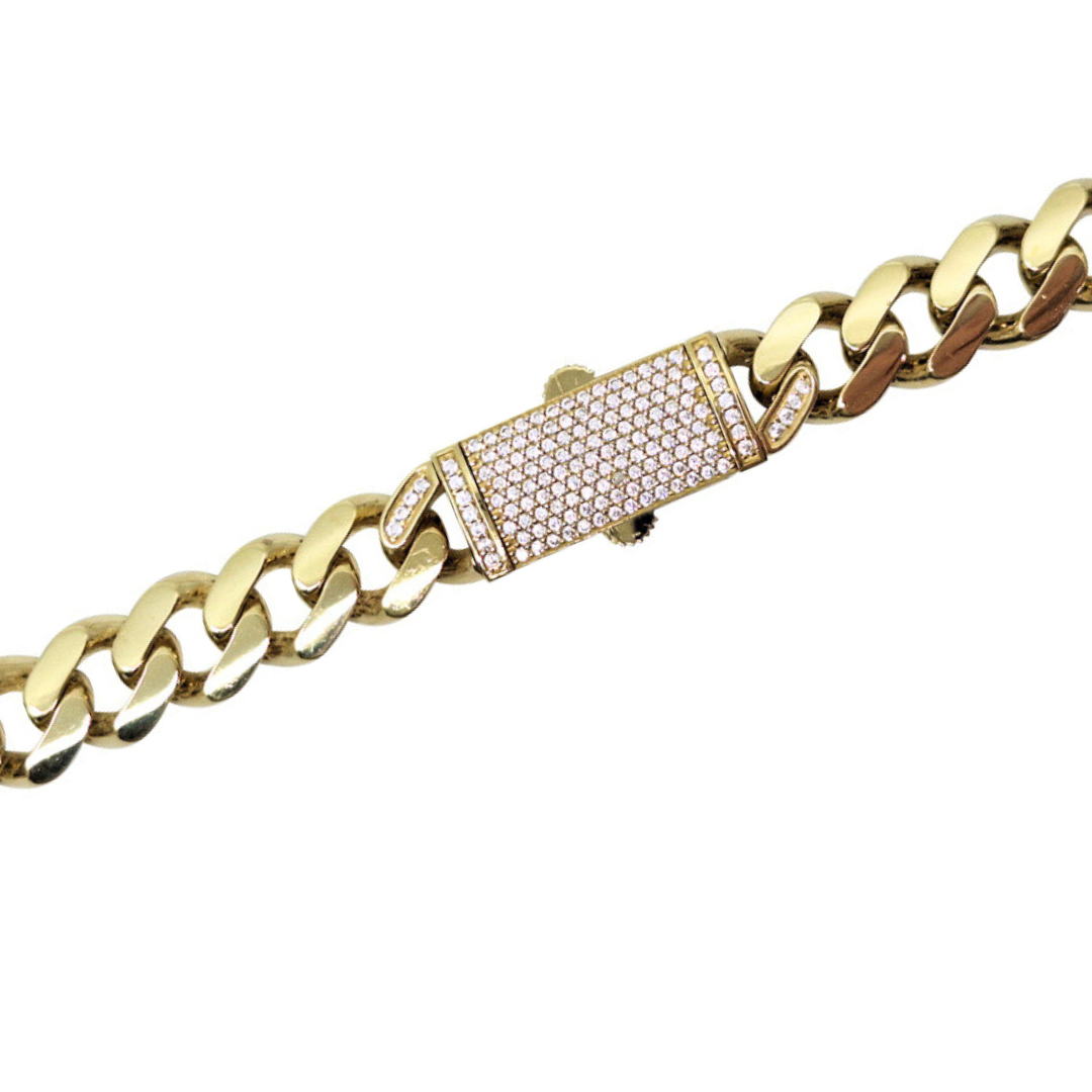 10ct Yellow Gold & CZ Hollow Curb Chain