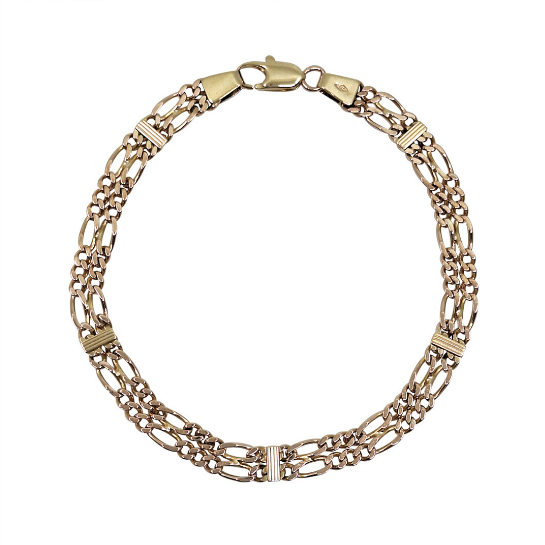 9ct Yellow Gold Double Row Bracelet