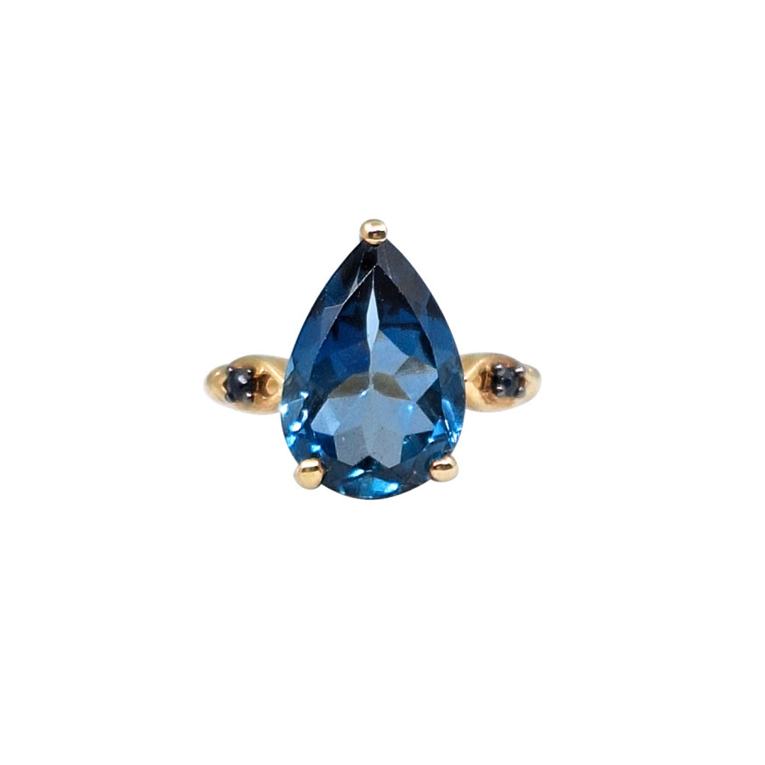 9ct Yellow Gold London Blue Topaz and Sapphire Ring