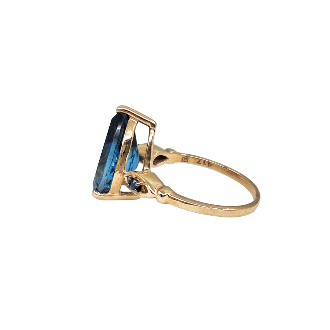 9ct Yellow Gold London Blue Topaz and Sapphire Ring