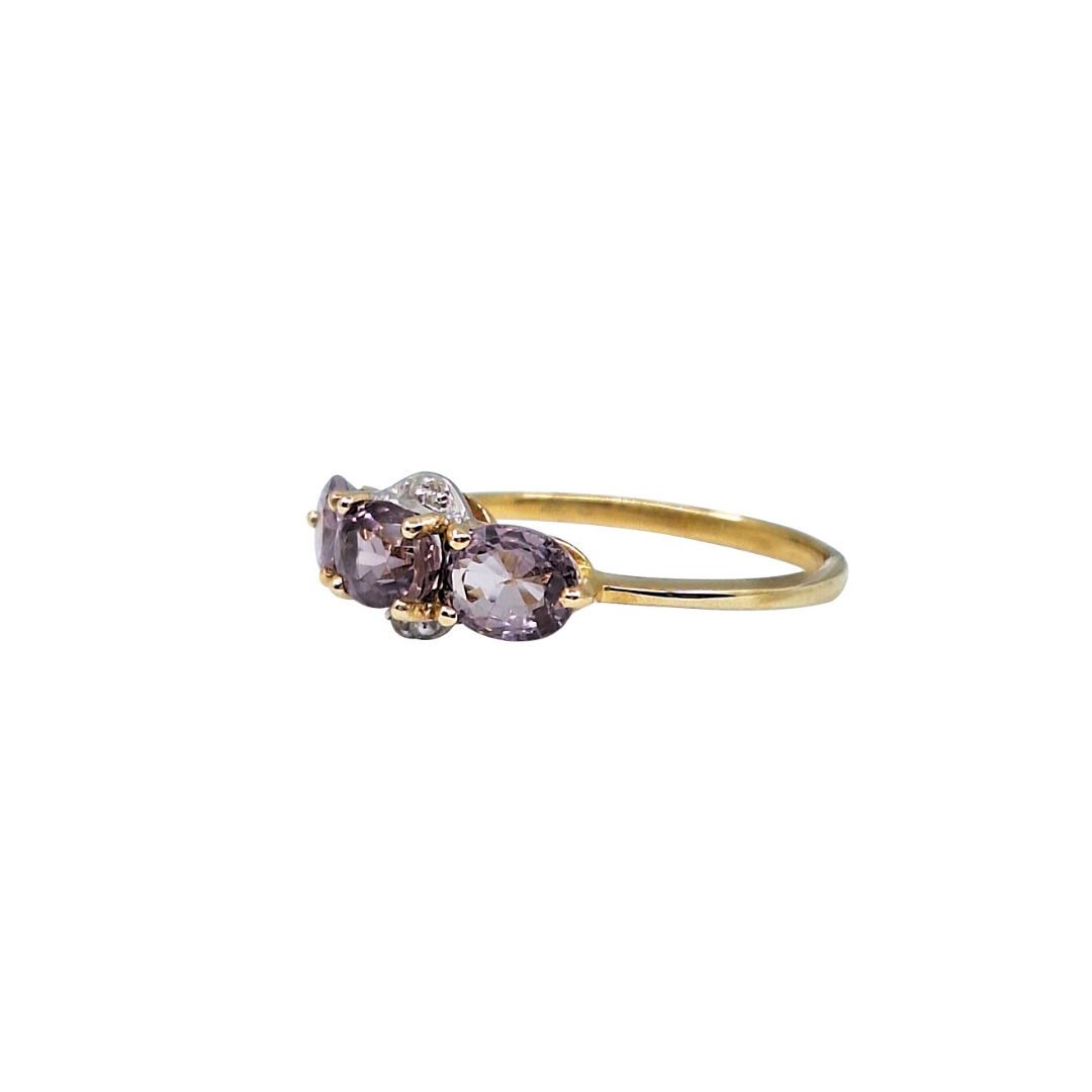 9ct Yellow Gold Purple Spinel & Diamond Ring