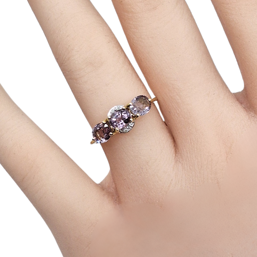 9ct Yellow Gold Purple Spinel & Diamond Ring