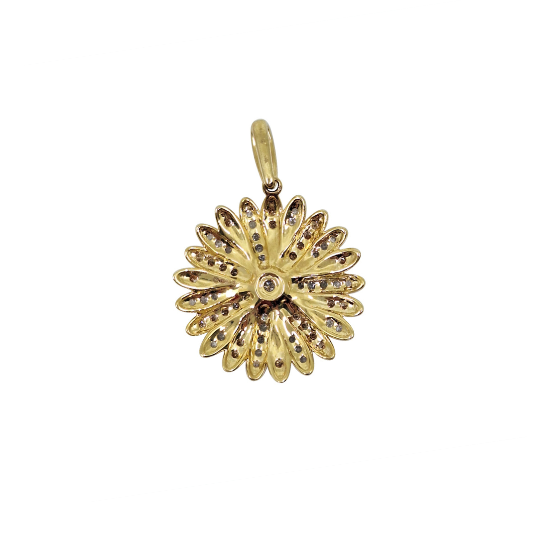 9ct Three Colour Gold Diamond Flower Pendant