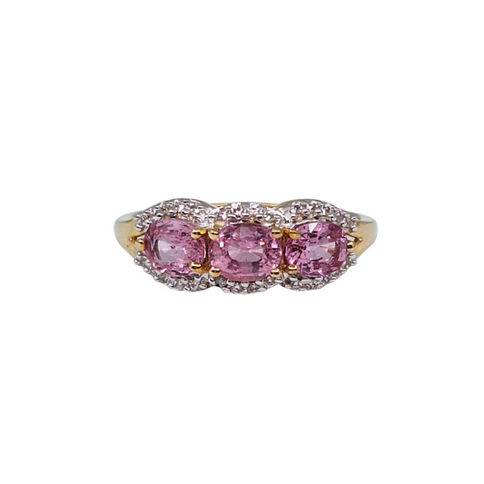 9ct Yellow Gold Pink Sapphire & Zircon Ring