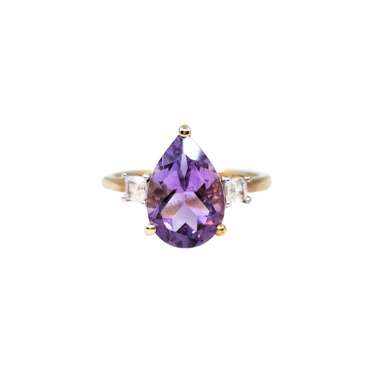 9ct Yellow Gold Amethyst Ring