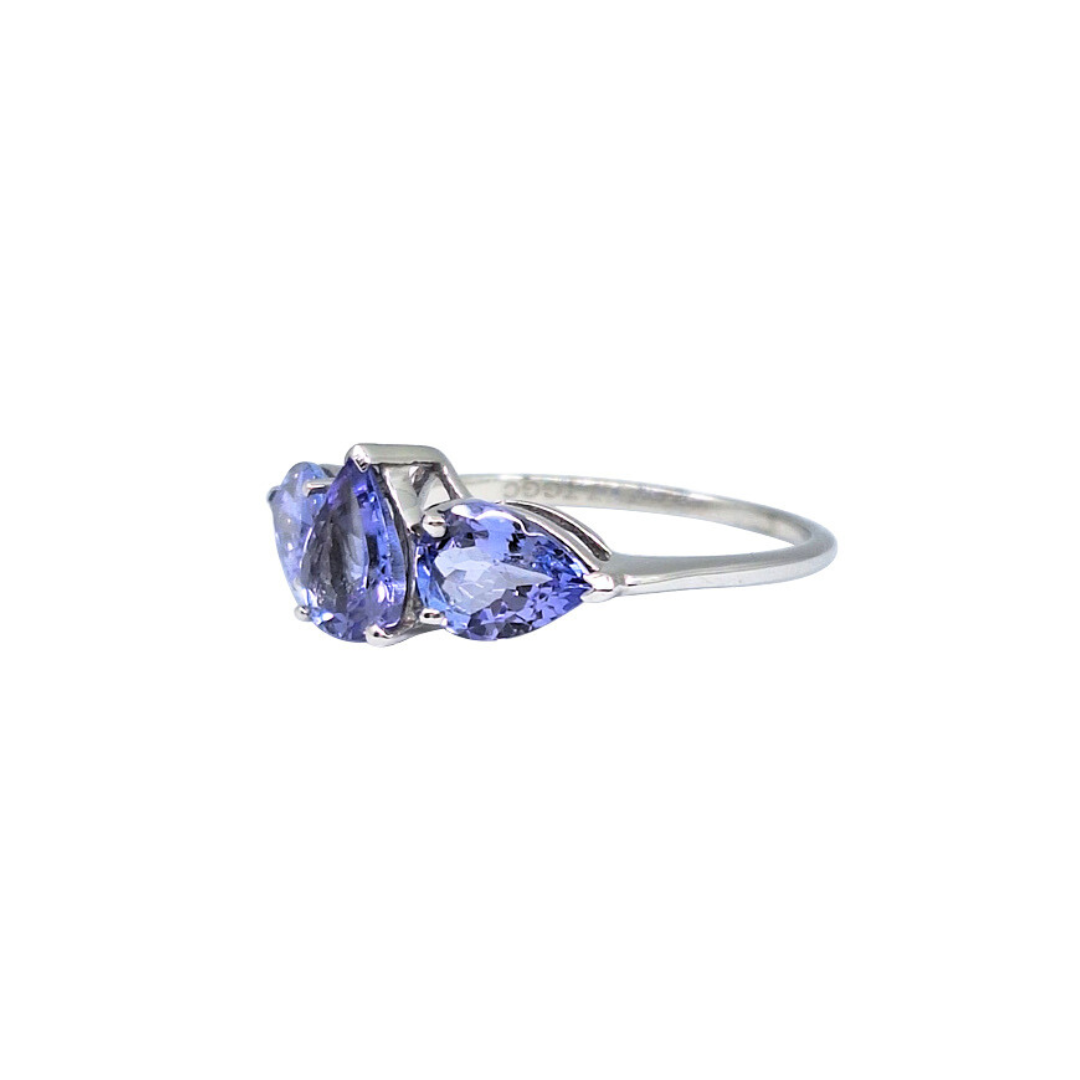 9ct White Gold Tanzanite 3 Stone Ring