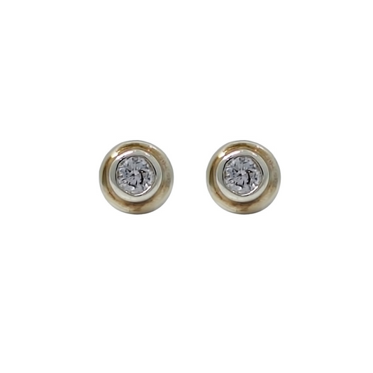 9ct Yellow Gold Diamond Rub Over Solitaire Earrings