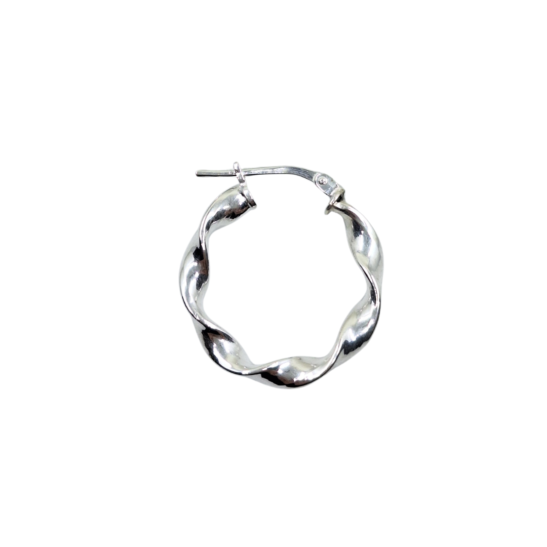 Silver Ribbon Twist Creole Hoop Earrings