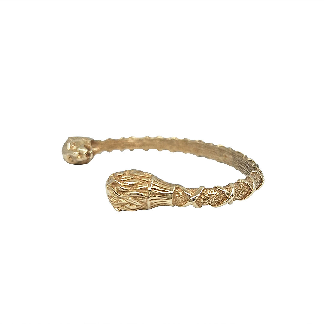 9ct Yellow Gold Lion Torque gents bangle