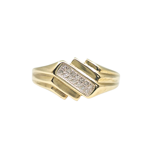 9ct Yellow Gold Diamond Set Signet Ring
