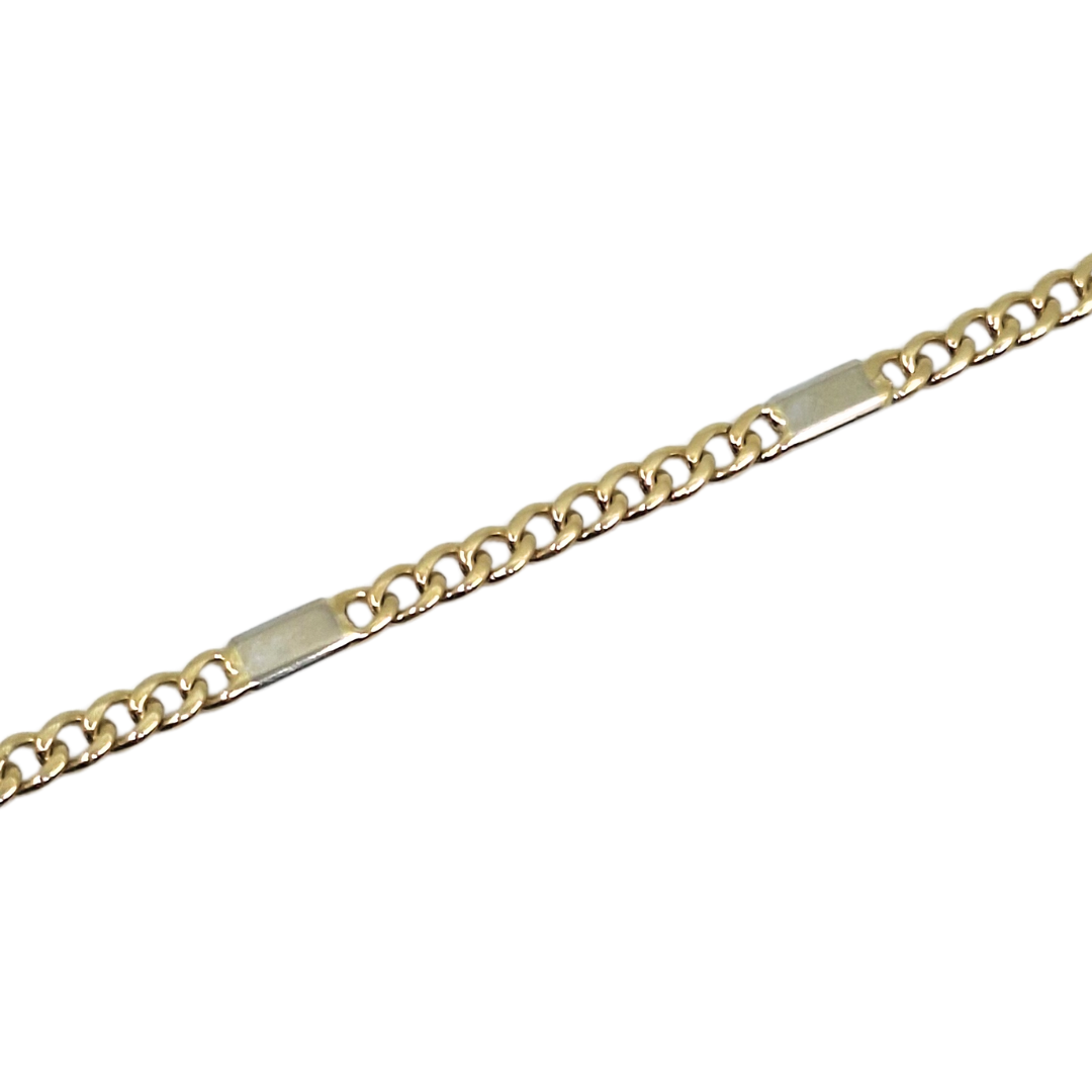 9ct Yellow & White Gold Curb Link Bracelet 7.5"