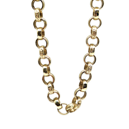 9ct Yellow Gold Pattern and Plain Belcher Chain