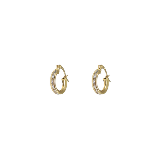 9ct Yellow Gold Cubic Zirconia Hoop Earrings