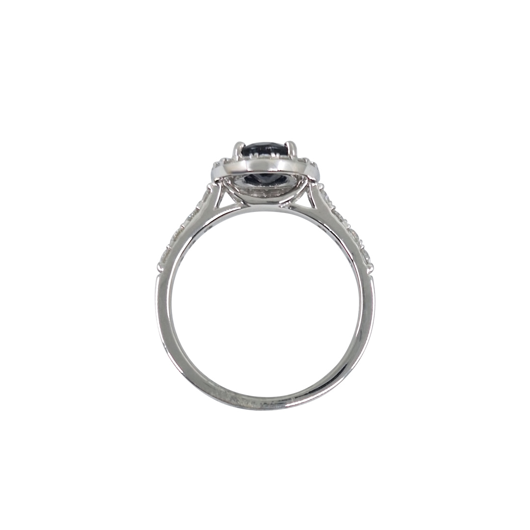 9ct White Gold Sapphire & Diamond Halo Ring