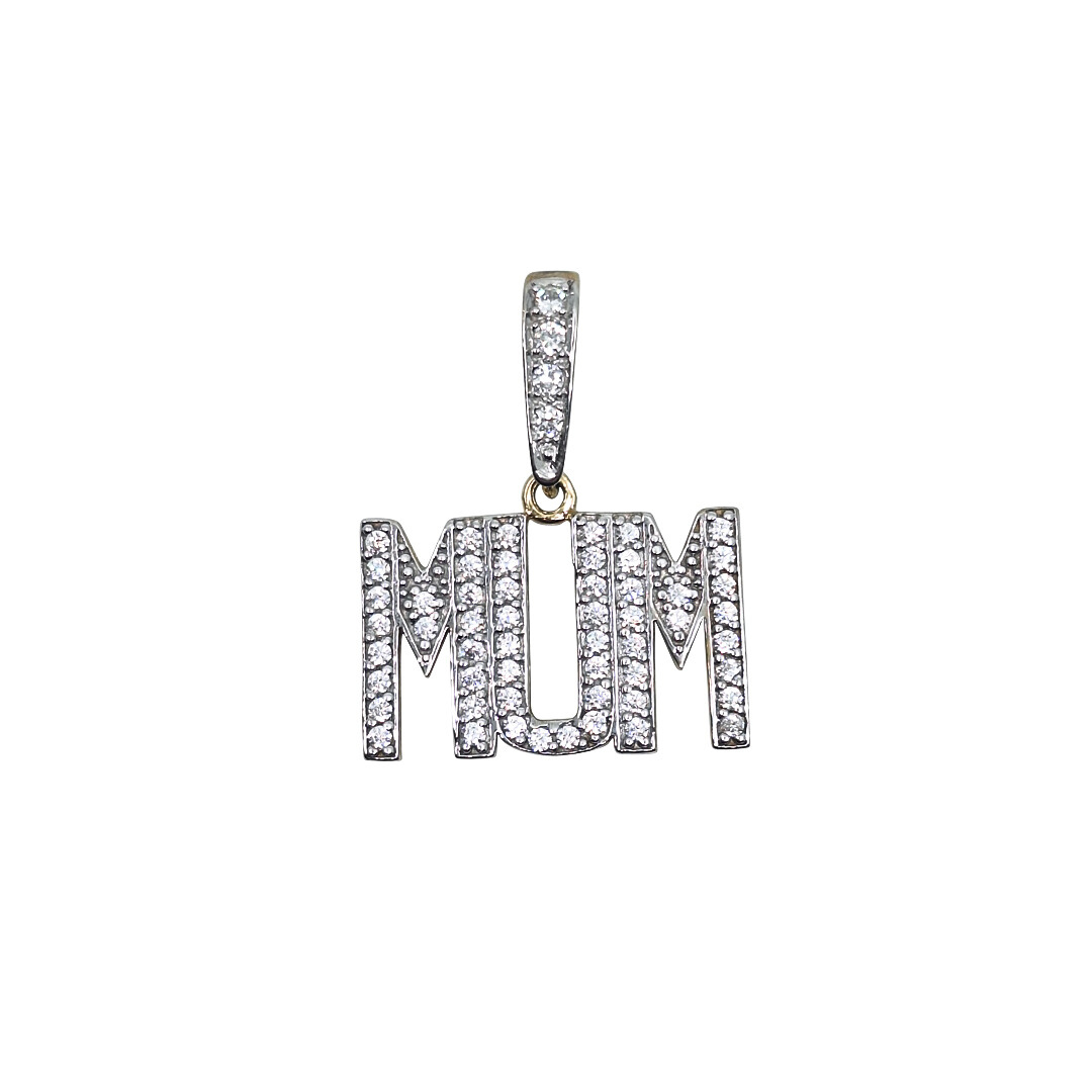 9ct Yellow Gold CZ Mum Pendant