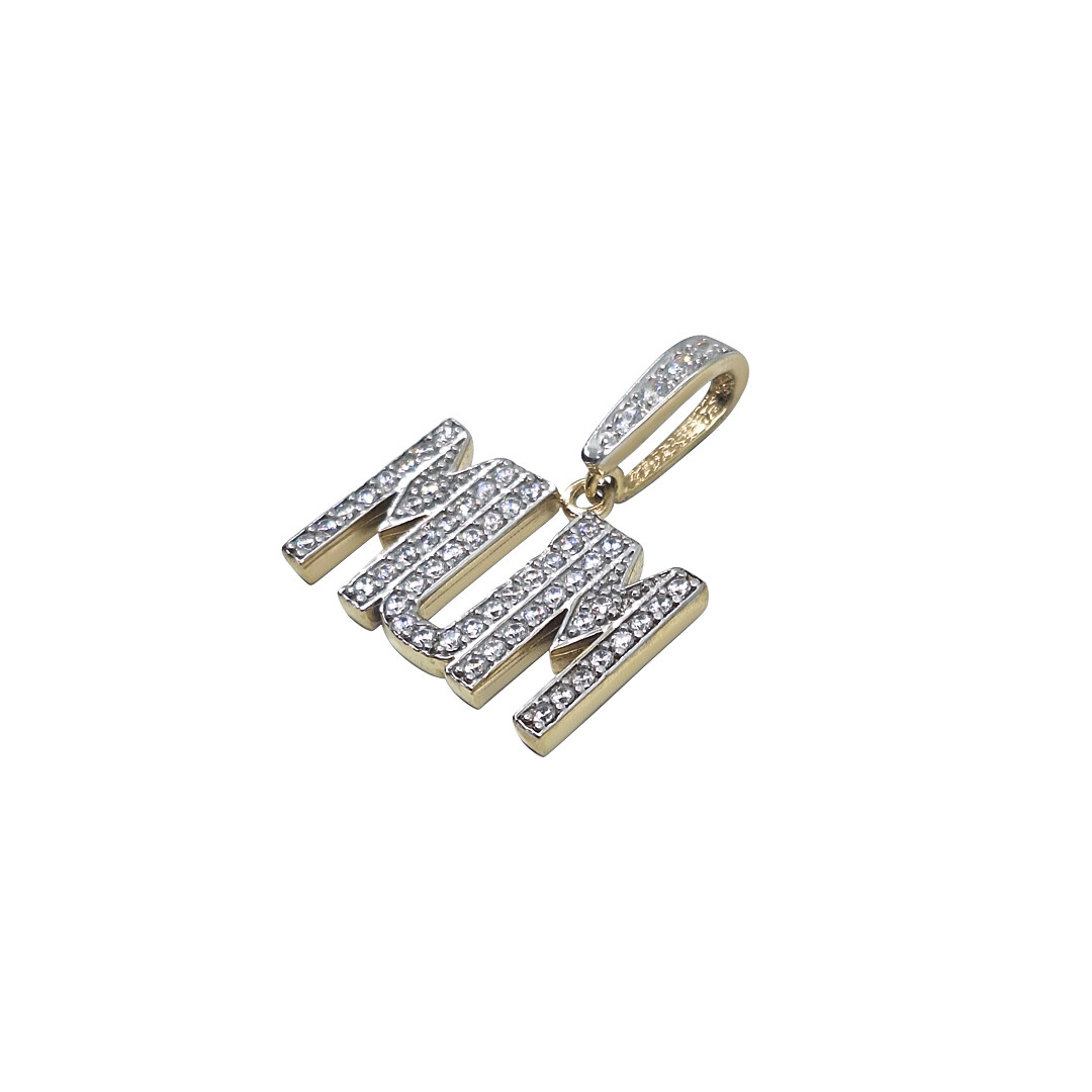 9ct Yellow Gold CZ Mum Pendant