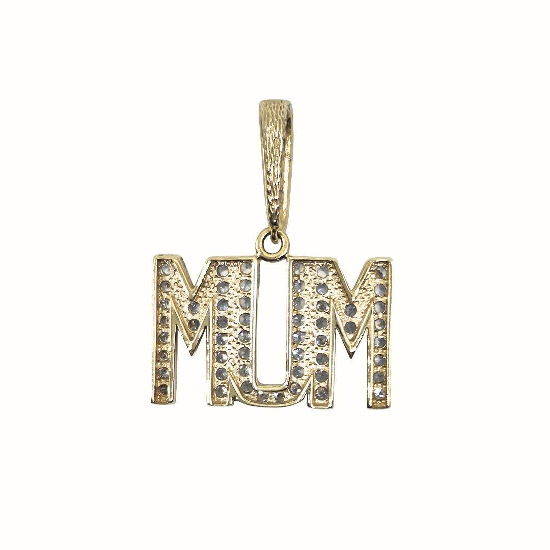 9ct Yellow Gold CZ Mum Pendant