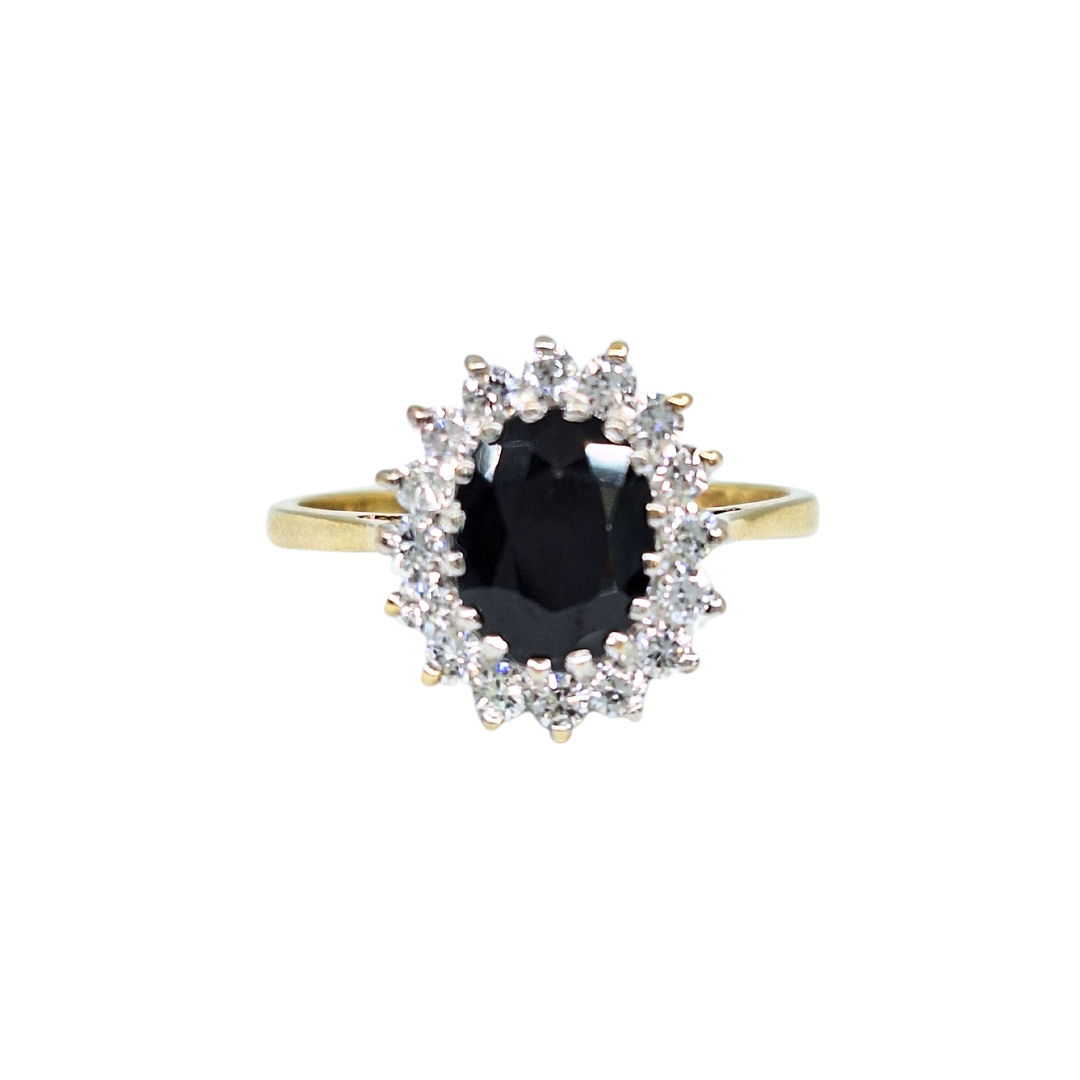 9ct Yellow Gold Sapphire & Cubic Zirconia Ring