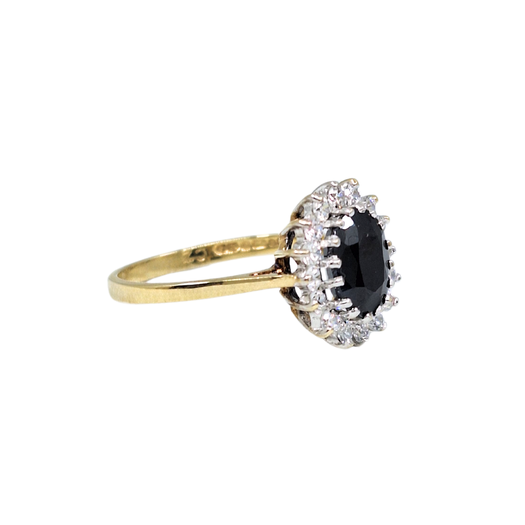 9ct Yellow Gold Sapphire & Cubic Zirconia Ring