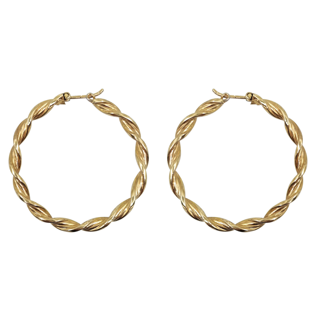 9ct Yellow Gold Twist Hoop Earrings