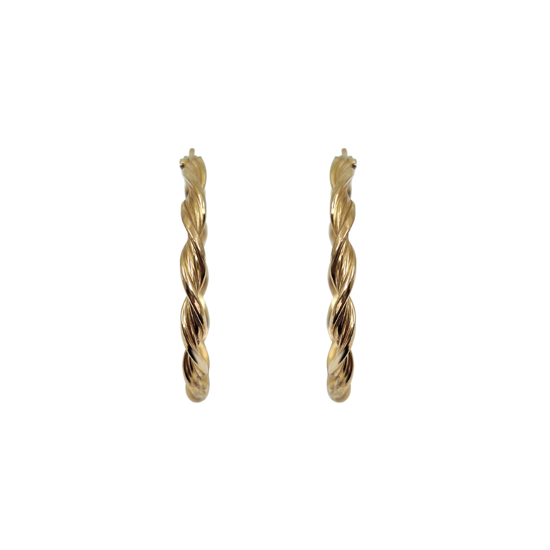 9ct Yellow Gold Twist Hoop Earrings