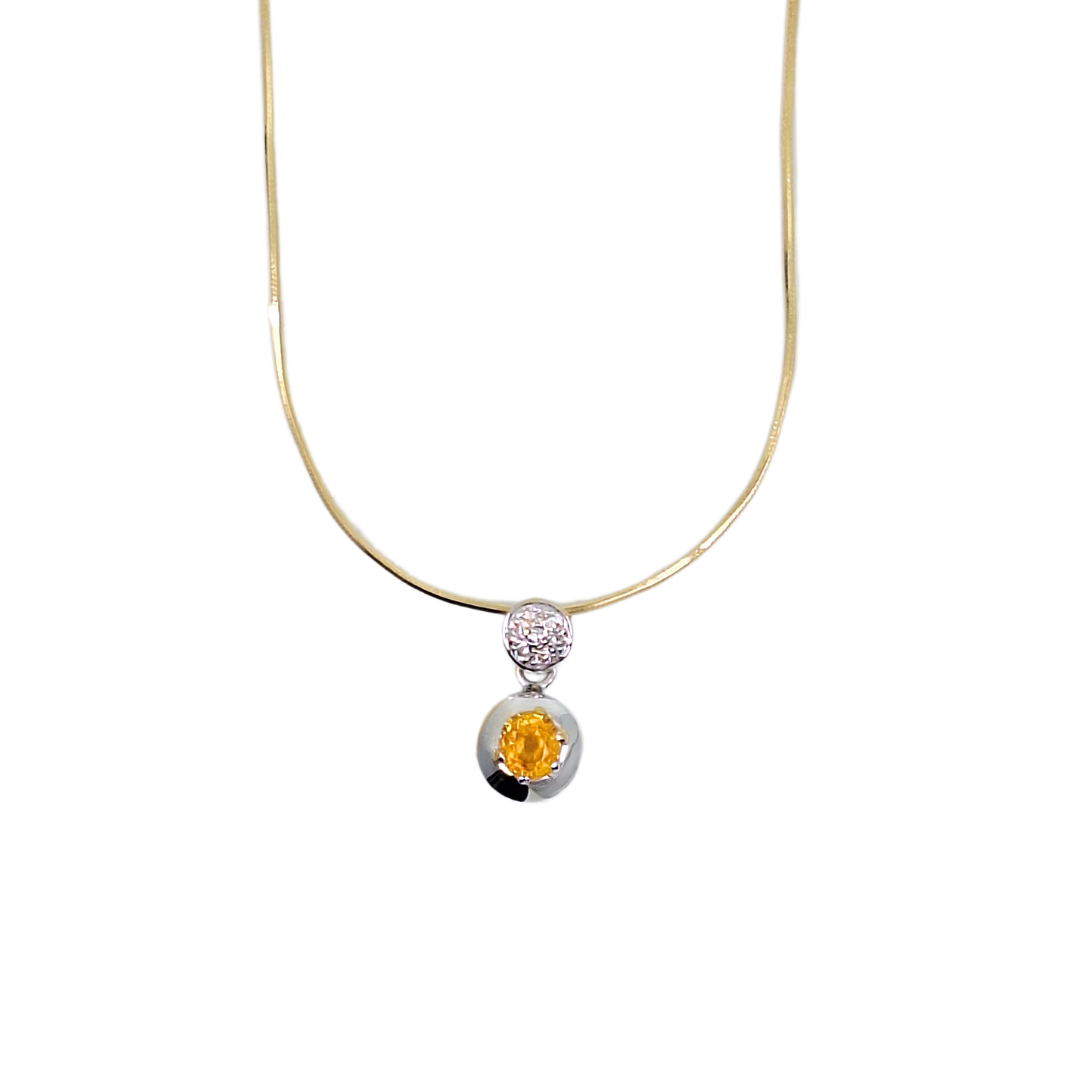 18ct Yellow Gold Citrine & Diamond Pendant