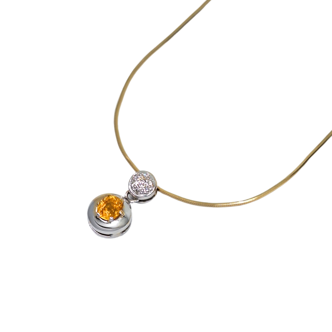 18ct Yellow Gold Citrine & Diamond Pendant